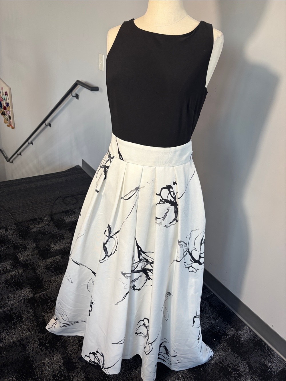 Ralph Lauren Black and White Floral Circle Skirt